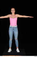  Vinna Reed blue jeans casual pink bodysuit standing t poses white sneakers whole body 0001.jpg